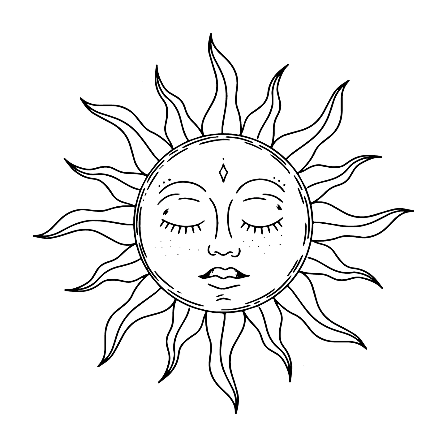 Fineline Sonne mit Gesicht